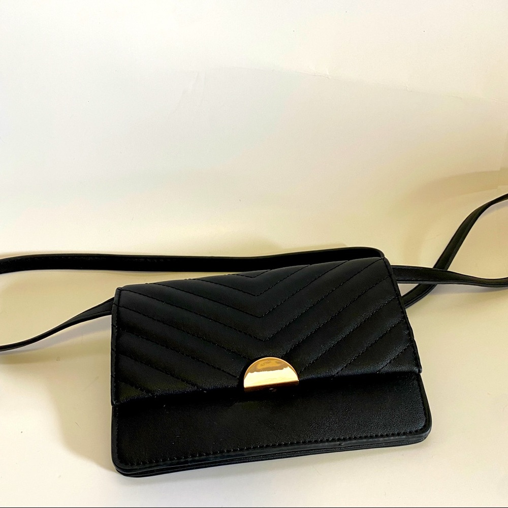 Small Black Crossbody Bag with Quilted Detail NWOT